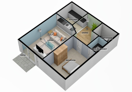 1 Bdr / 1 Bath - 558 Sq. Ft.*