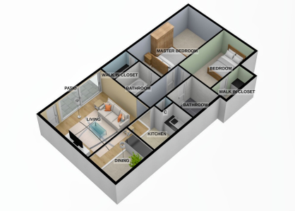 2 Bdr / 2 Bath - 860 Sq. Ft.*
